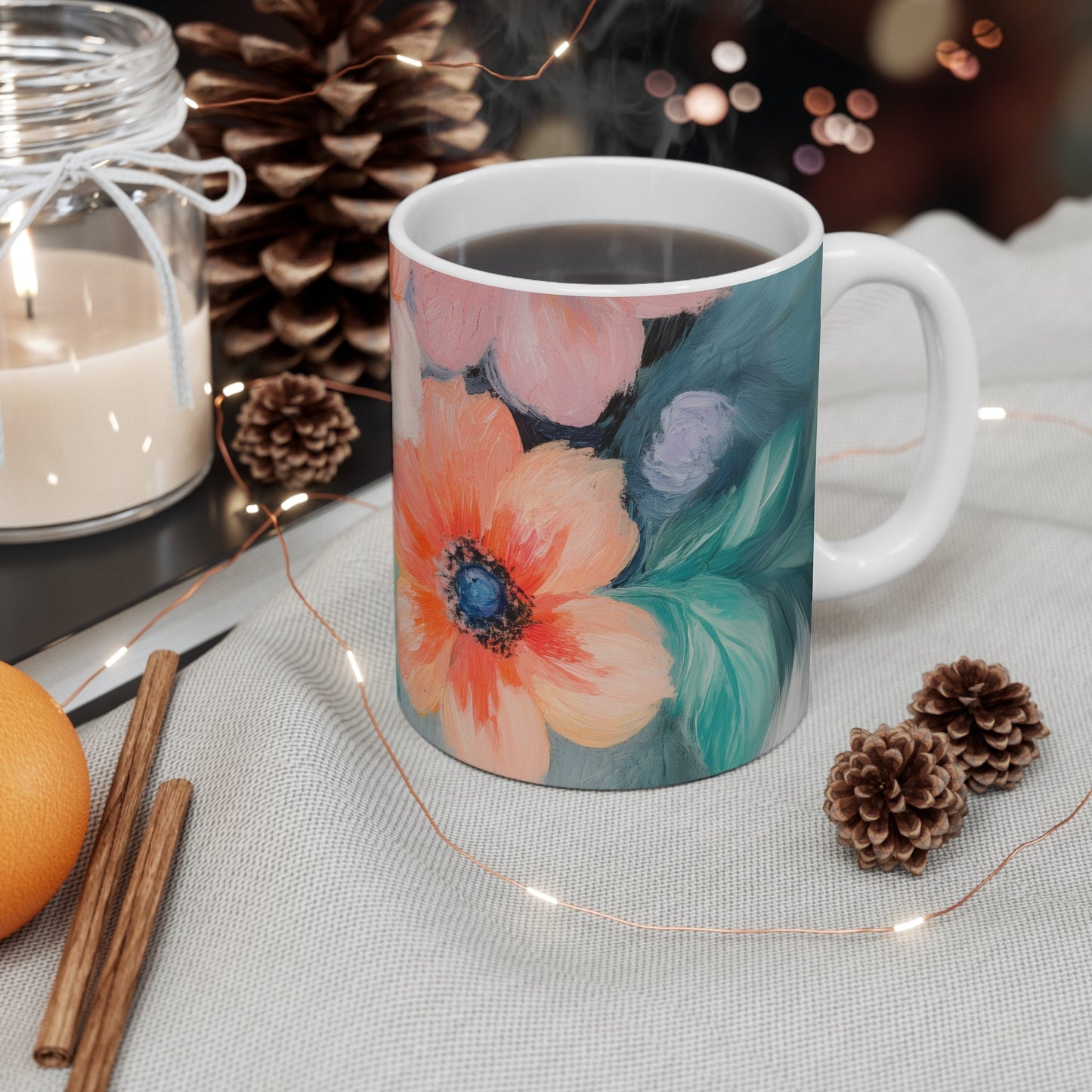 Gentle Blue Floral Patterned Mug