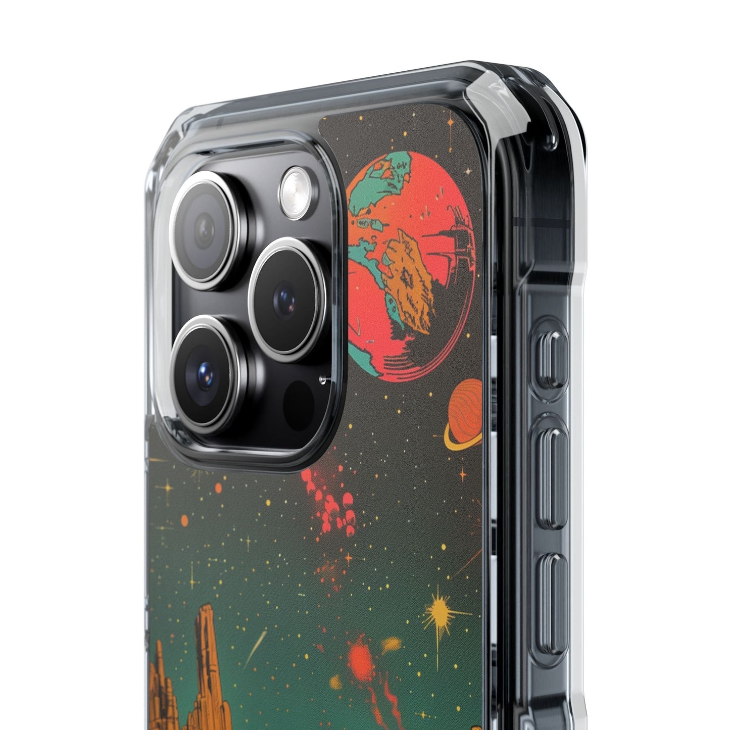 Clear Magnetic Case for iPhone Series with Vintage Canine Space Traveler Design