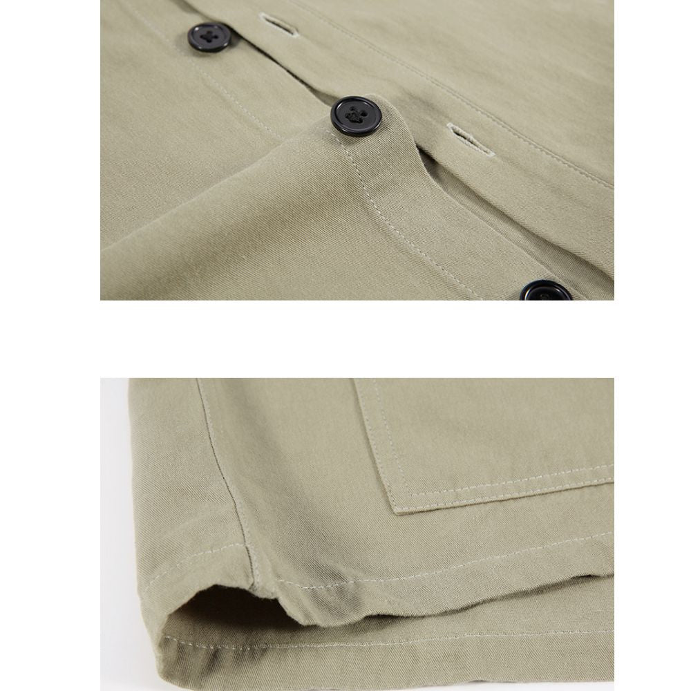 Quarter Sleeve Men's Shirt with Dual Front Pockets