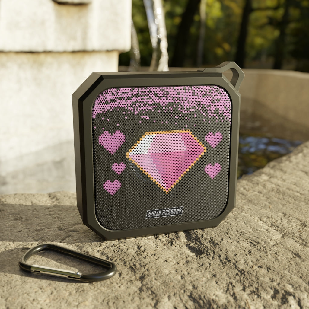 Retro Pixel Waterproof Bluetooth Speaker with Cute Dragon and Jewel Design