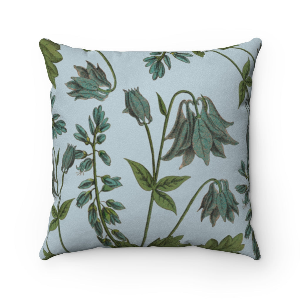 Double Sided Print Faux Suede Bluebell Flower Home Decor Cushion