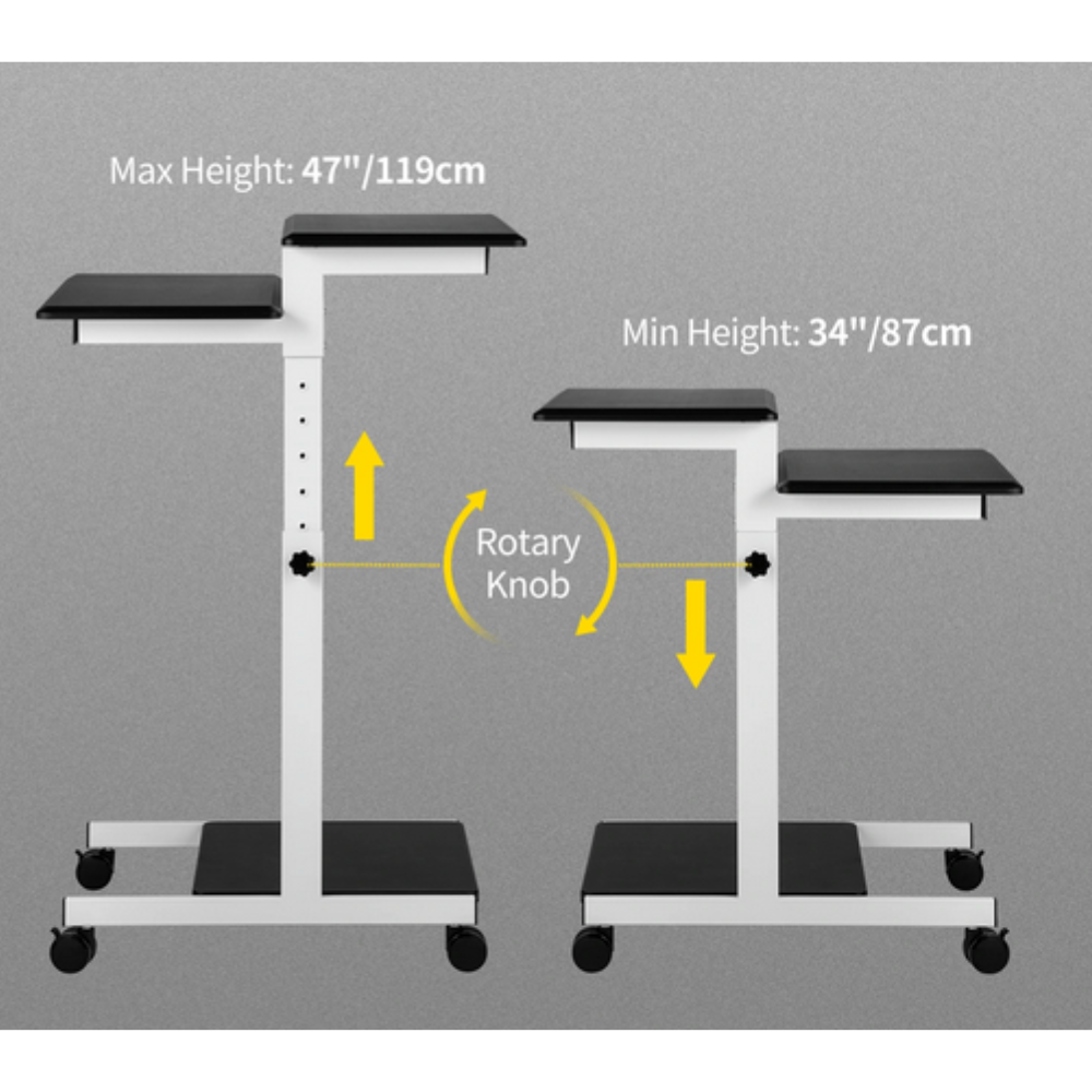 Lockable Wheeled 3-Tier Height-Adjustable Laptop Stand