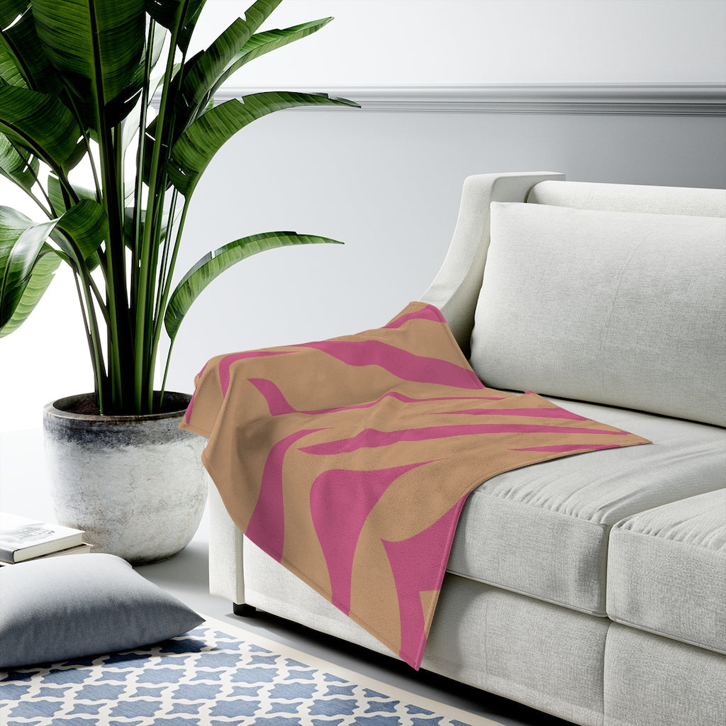 Pink and Apricot Cheetah Print Plush Blanket
