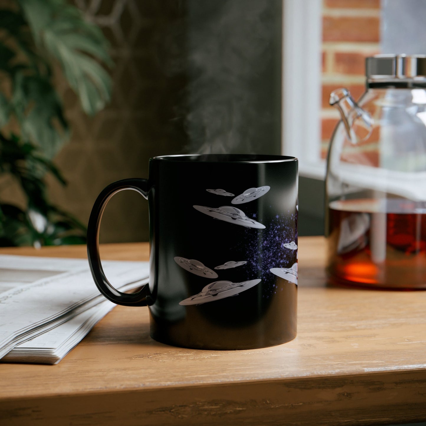 Black Flying Saucer Coffee Tea Mug