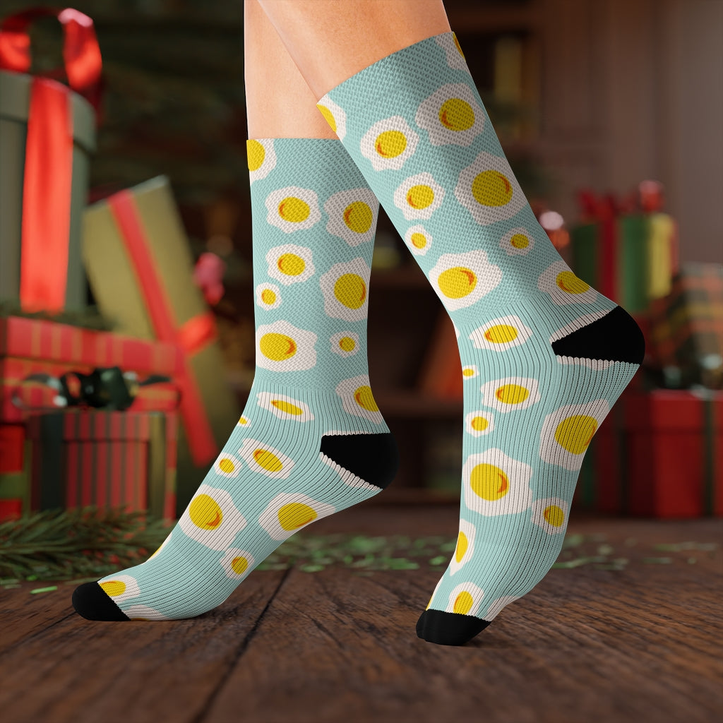 Humorous Socks with Sunny Side Up Egg Design