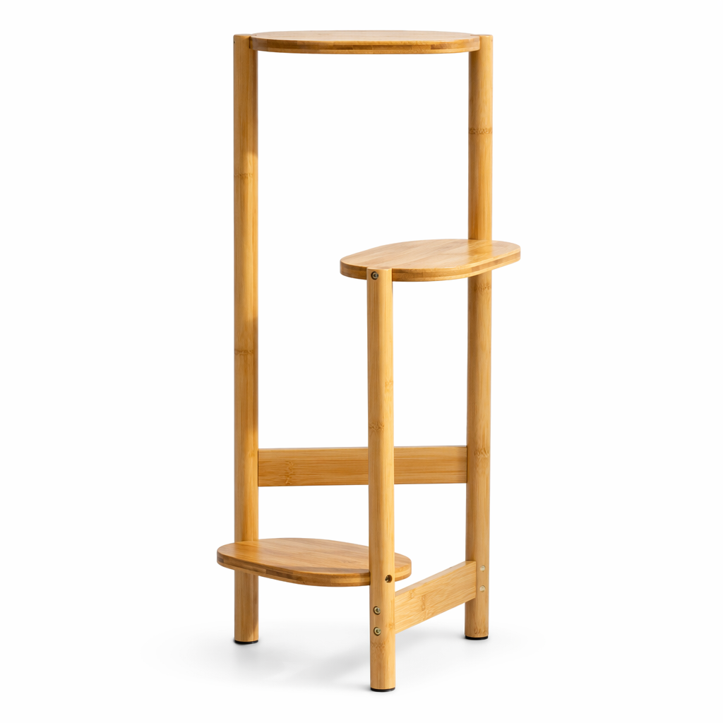 Bamboo Triple Tier Indoor Plant Shelf Brown