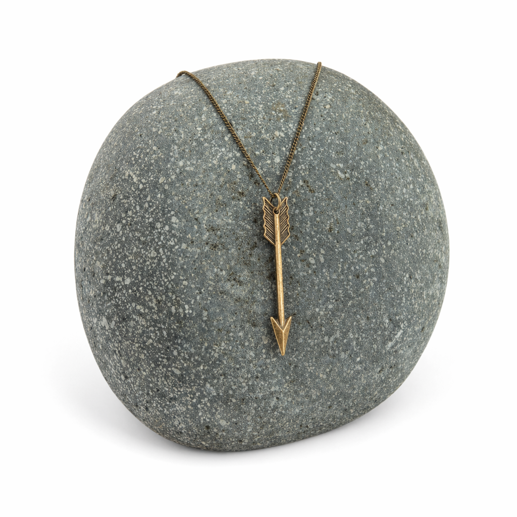 Arrow Pendant Long Unisex Necklace Bronze