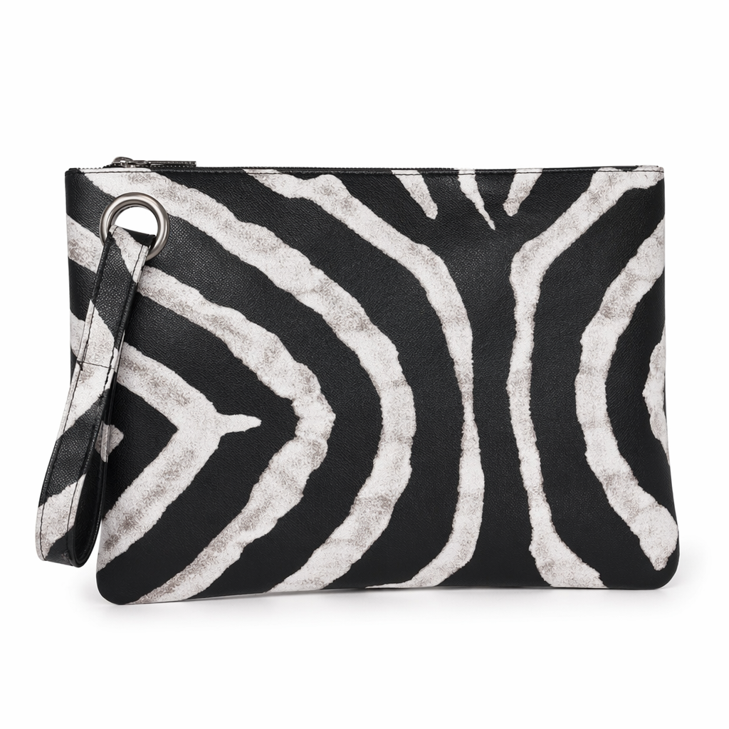 Leopard Pattern Faux Leather Women's Envelope Clutch Zebra