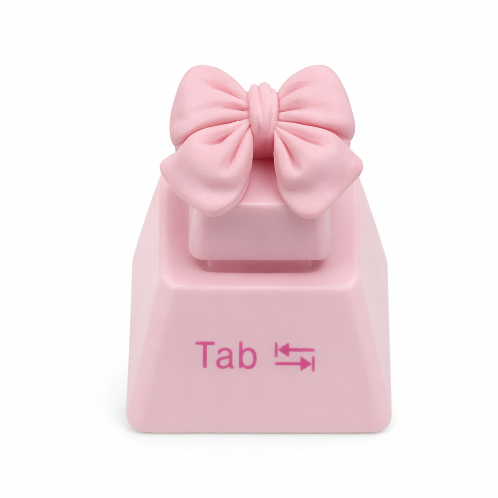 Cartoonish Pink Keycap Design Bow