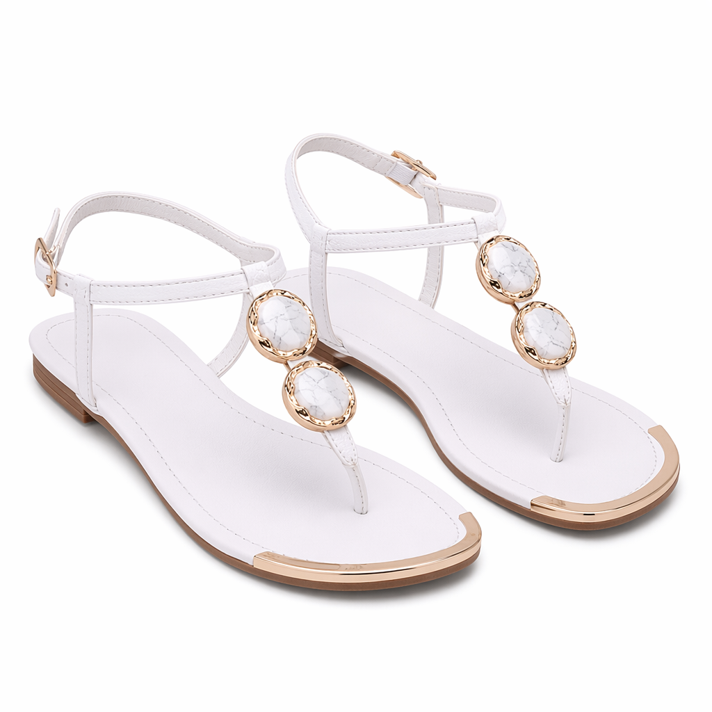 Embellished Thong Sandals for Women White