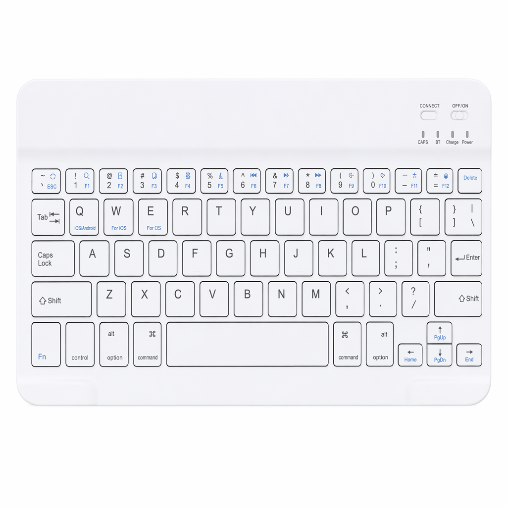 Wireless Gaming Keyboard - Slim Aluminum Design with Bluetooth Connectivity White