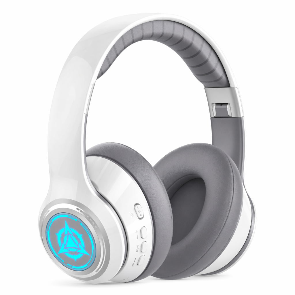 Sporty Dragon Wireless Bluetooth Headphones with Illuminating Light White
