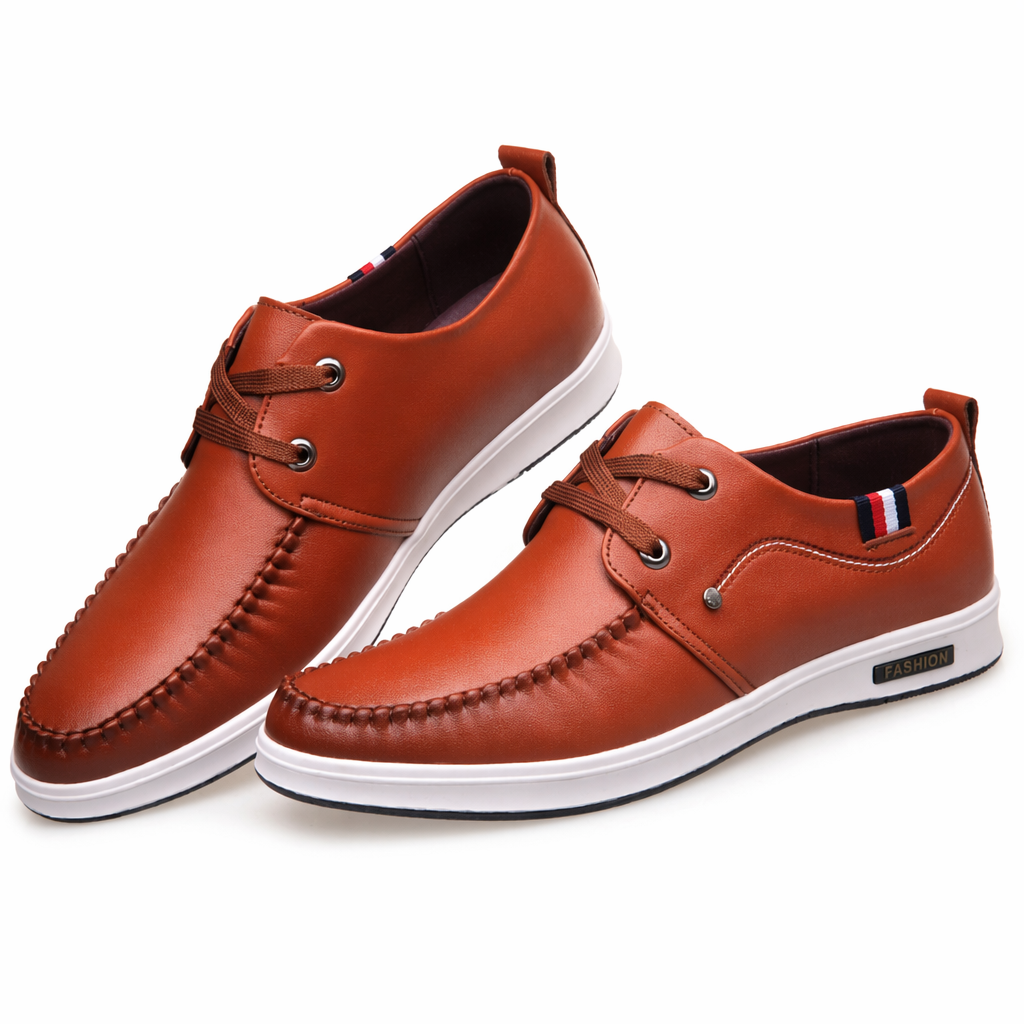 Vegan Leather Boat Shoes for Men Brown