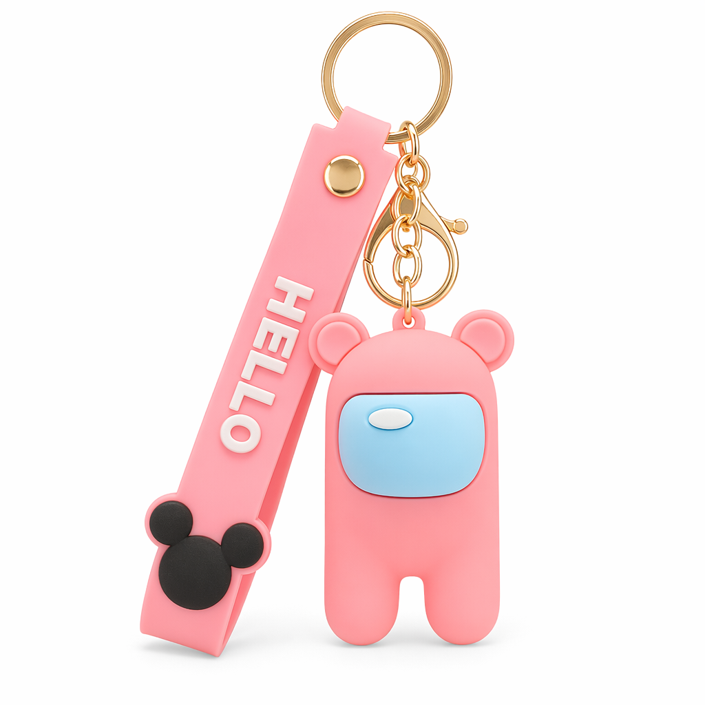 Cute Astronaut Keychains with Lanyard Pink