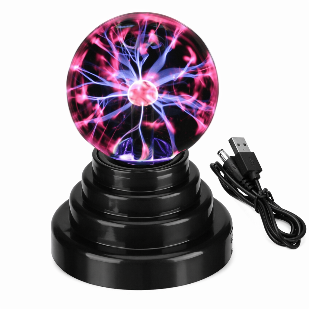 3" Plasma Ball with Glass Enclosure Creates Magical Atmosphere Sound-Touch Sensitive