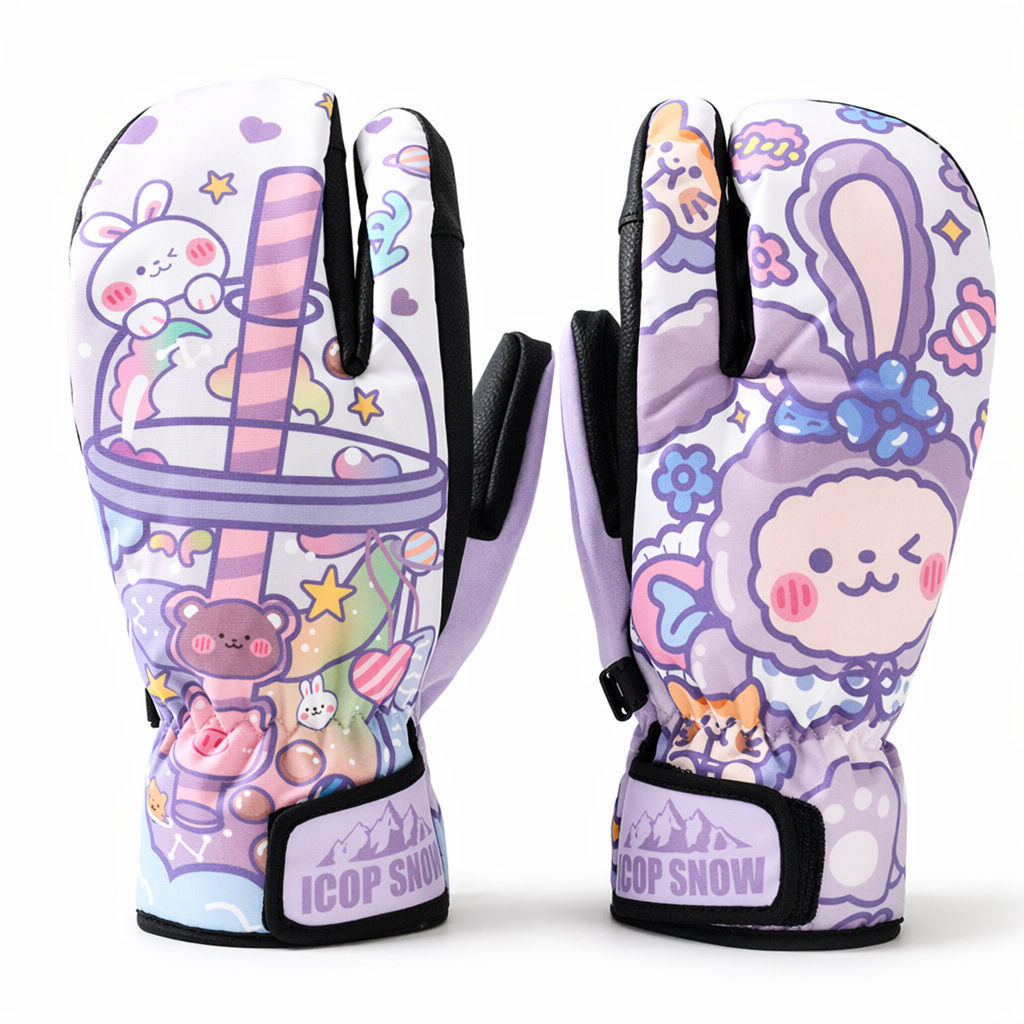Snowboard Mittens with Cute Design D