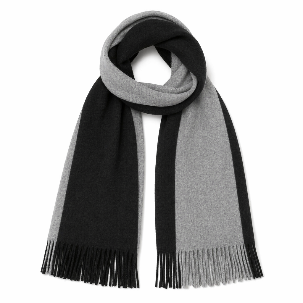 Thick Dual-Toned Men's Scarf Black