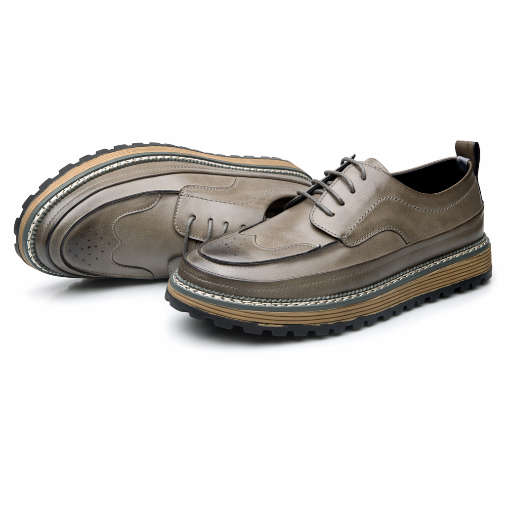 Retro Derby Footwear for Men Gray