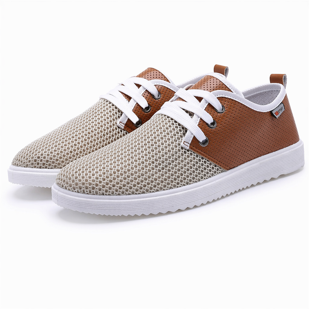Breathable Lace-Up Shoes for Men's Casual Wear Gray