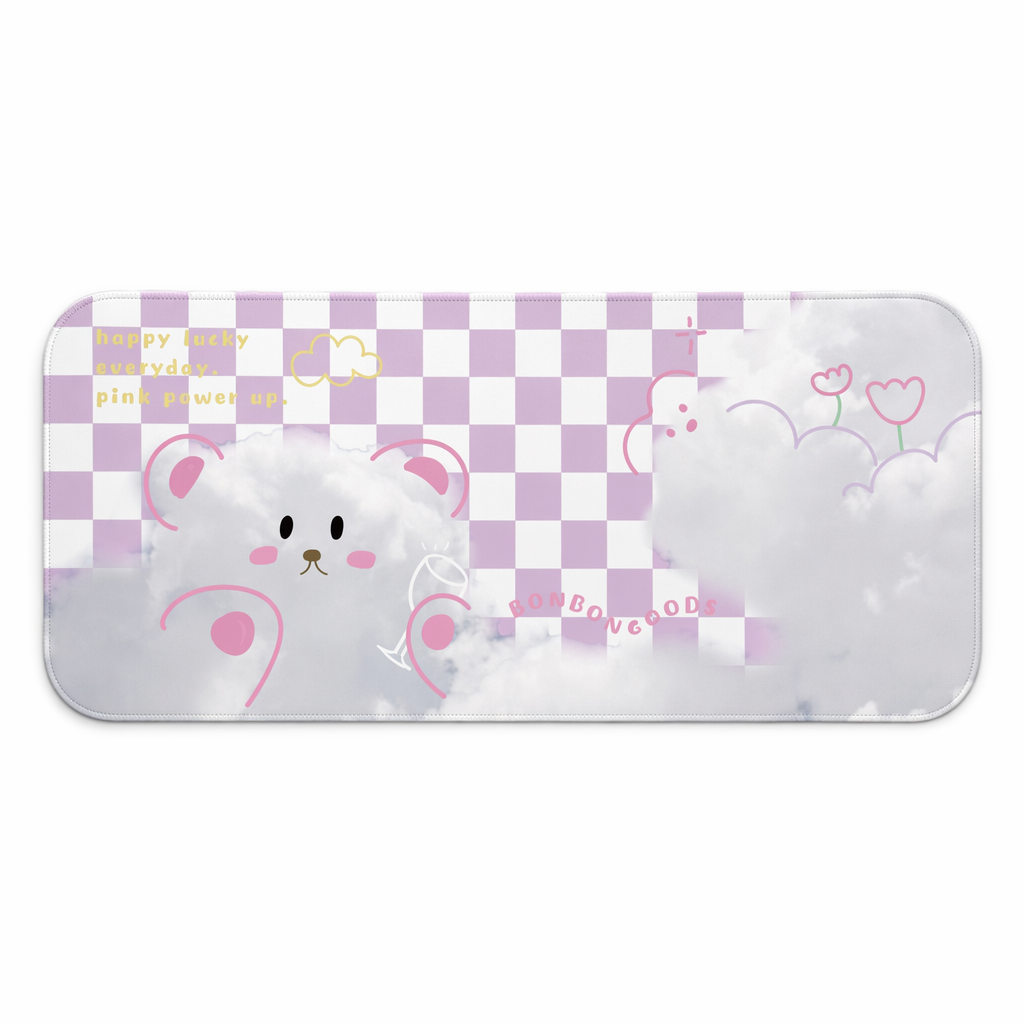 BonBonGoods PU Leather Gaming Mouse Pad Cloud Bear Checkerboard