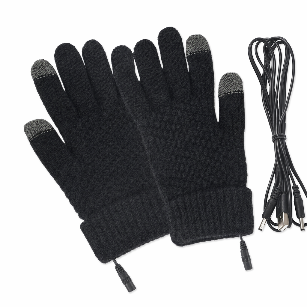 Full Finger Heated Touch Screen Gloves for Women Black