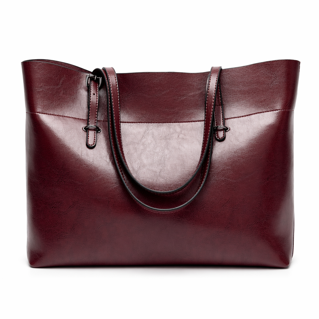 Vegan Leather Tote Bag for Daily Use Dark Brown