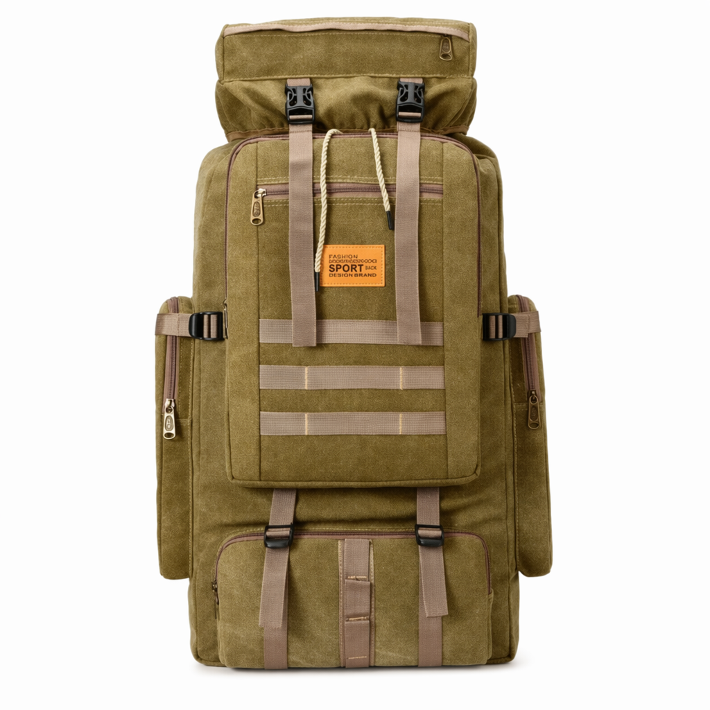 Large Capacity Waterproof Backpack for Outdoor Camping and Hiking (100L) Sand