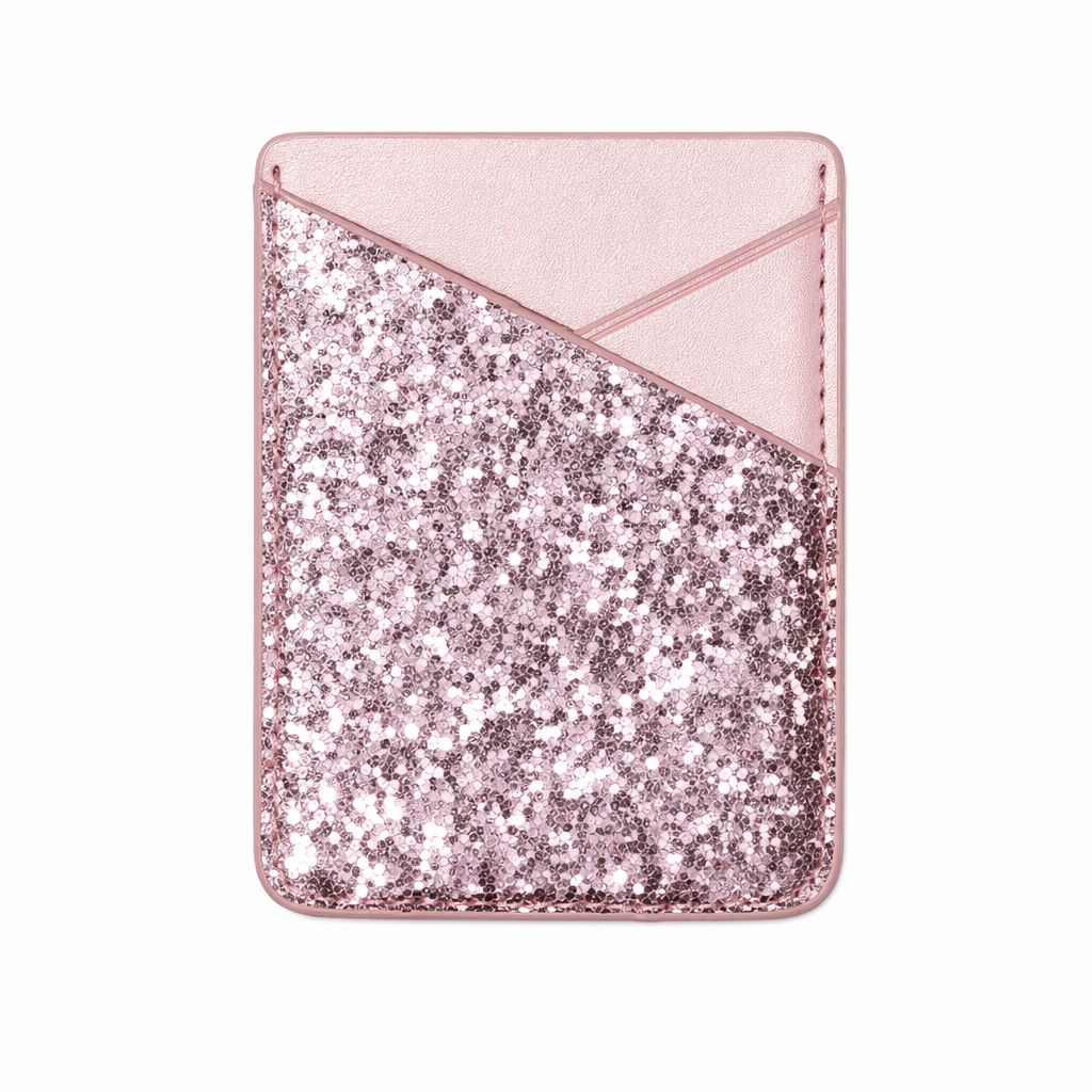Universal Sparkling Sequins Adhesive Pocket for Mobile Phone Covers Rose Gold