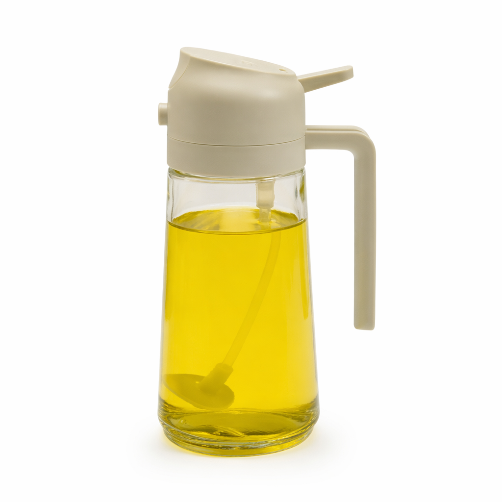 Two-in-One Oil Dispenser: Spray and Pour Functions Combined Beige