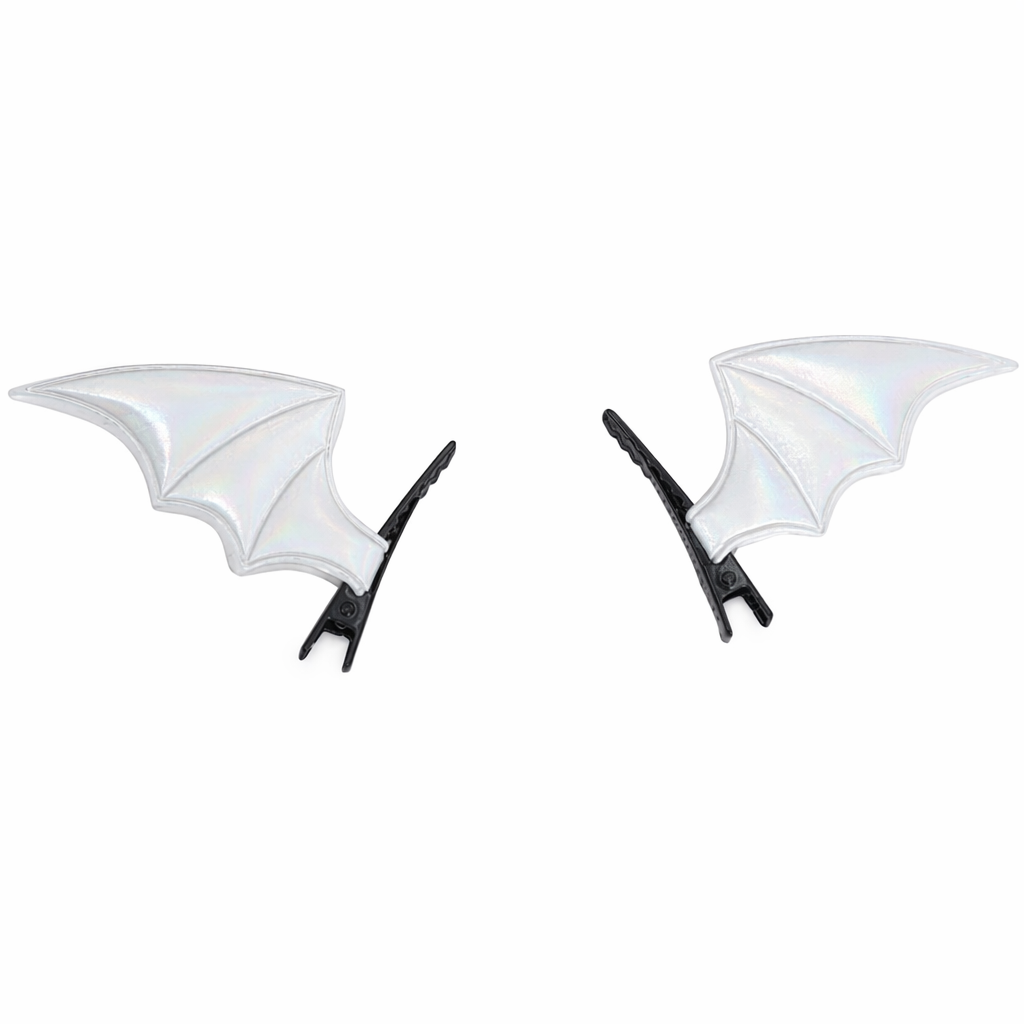 Bat Shaped Hair Clips - Plastic Silver