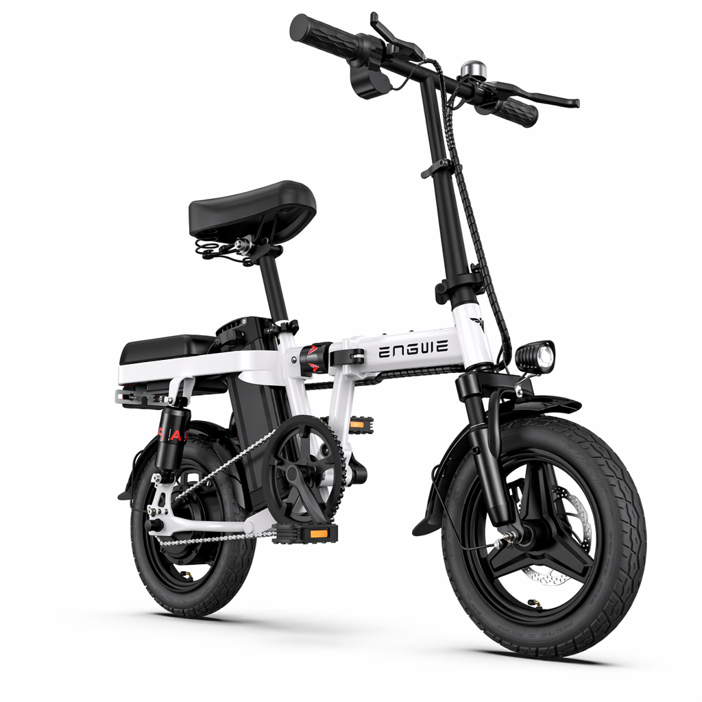 Compact Foldable 350W Electric Bicycle With Versatile Shock Absorbers White