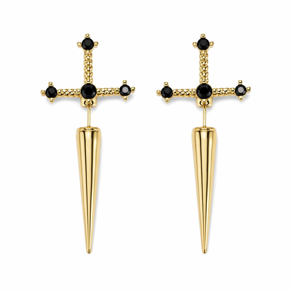 Fashion Earrings Inspired by Viking Swords Gold