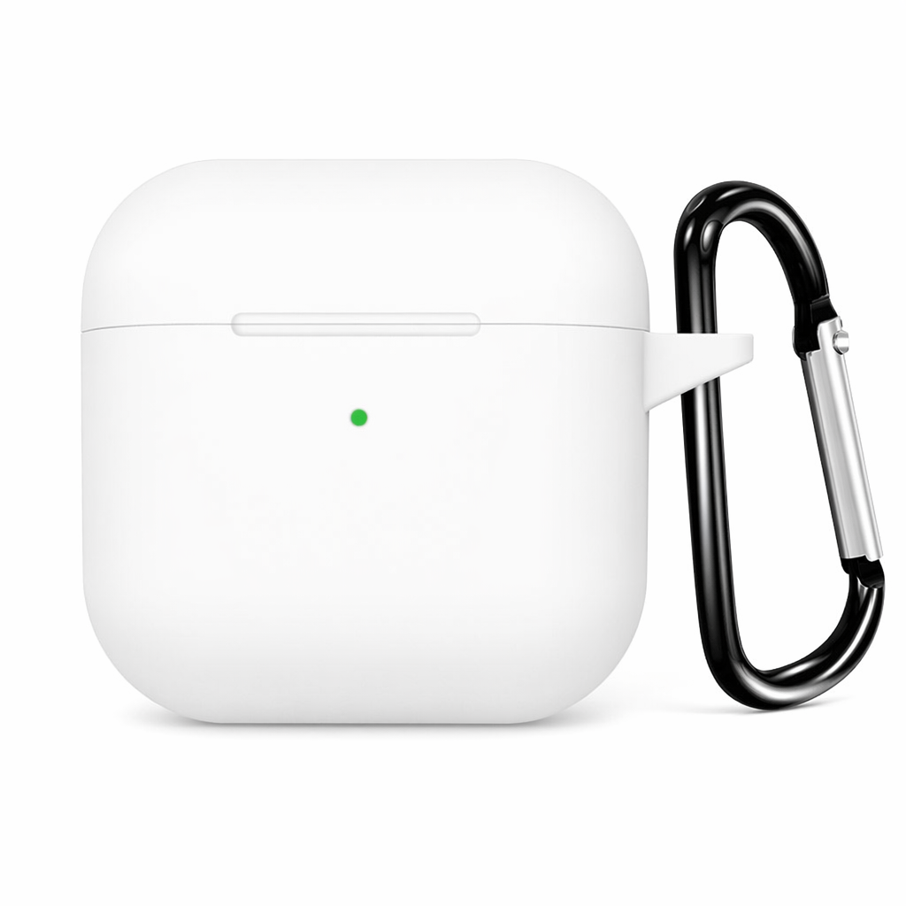 Water-resistant Silicone Carrying Case with Keychain for Airpods (Set of 3) White