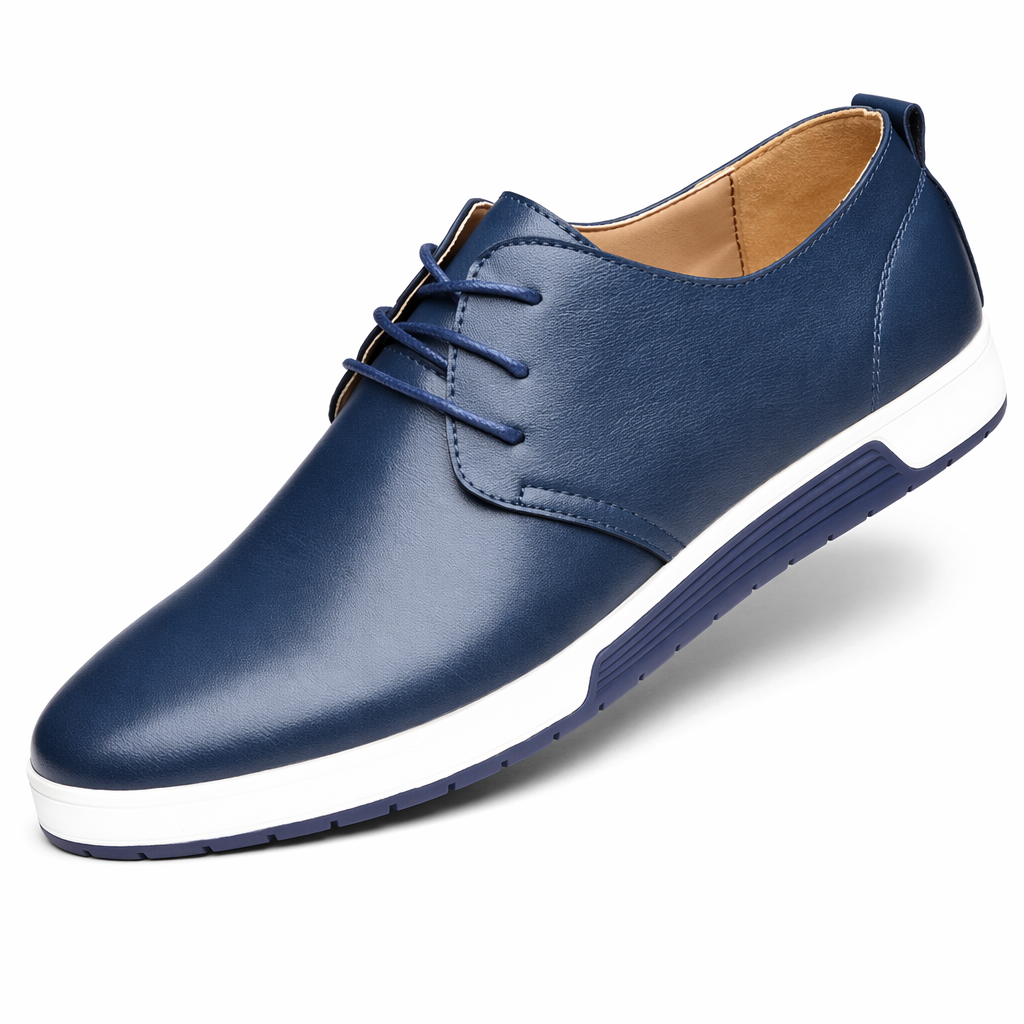 Leather Lace-Up Shoes for Men's Everyday Wear Blue