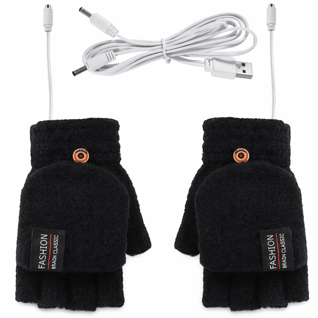USB Convertible Heating Gloves Black