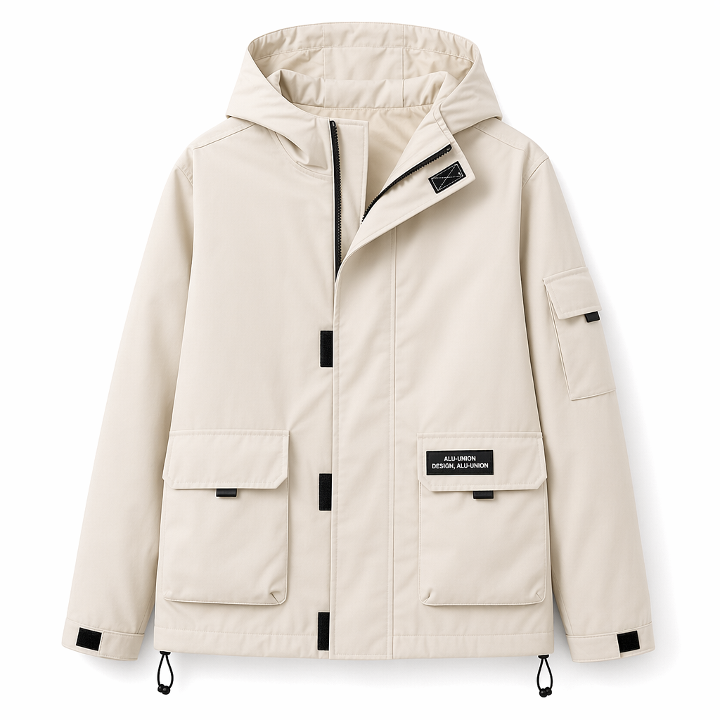 Hooded Windbreaker for Men Off White