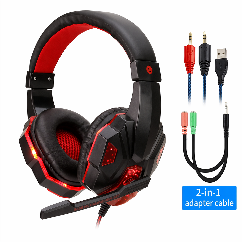 LED Gaming Headset Dragon G9800 - Revised Core Meaning Title Red