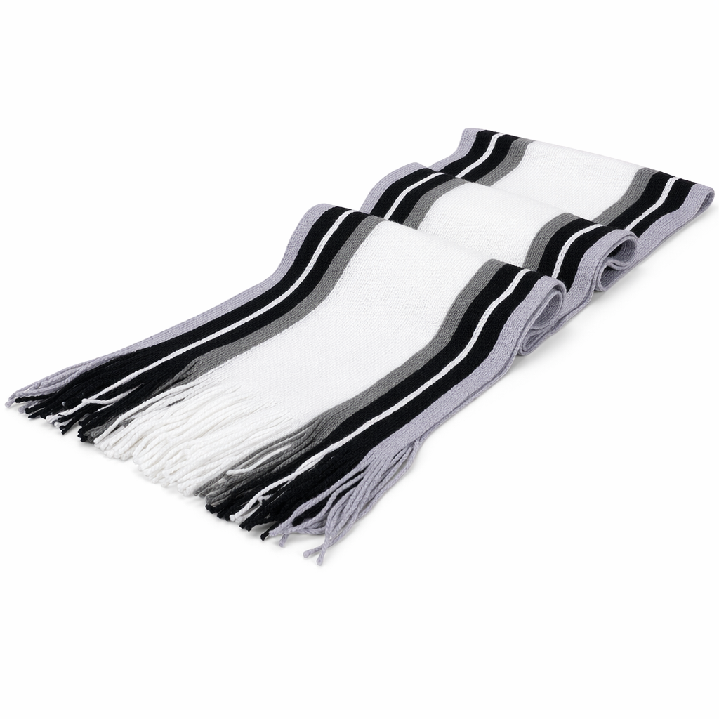 Cozy and Comfortable Patterned Scarf White