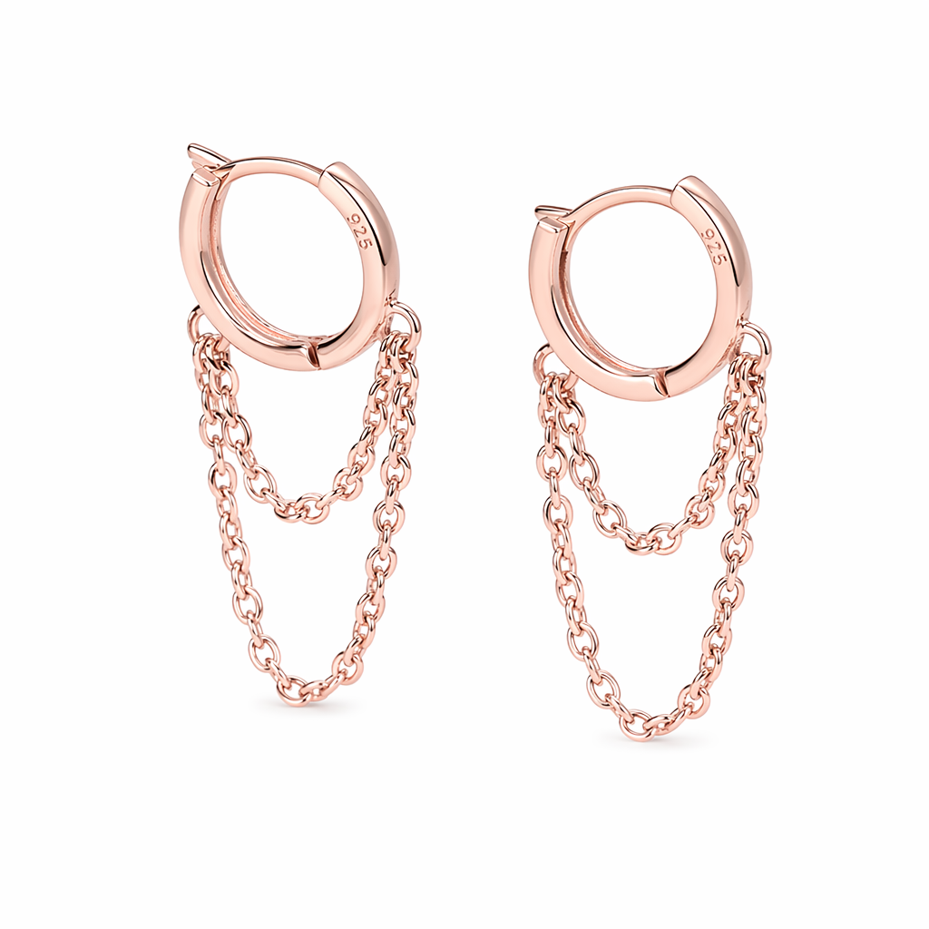 Fashion Earrings with Dual Hoops and Tassels Gold