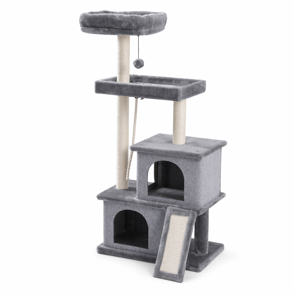 Entertainment Tower with Stairs for Cats Beige