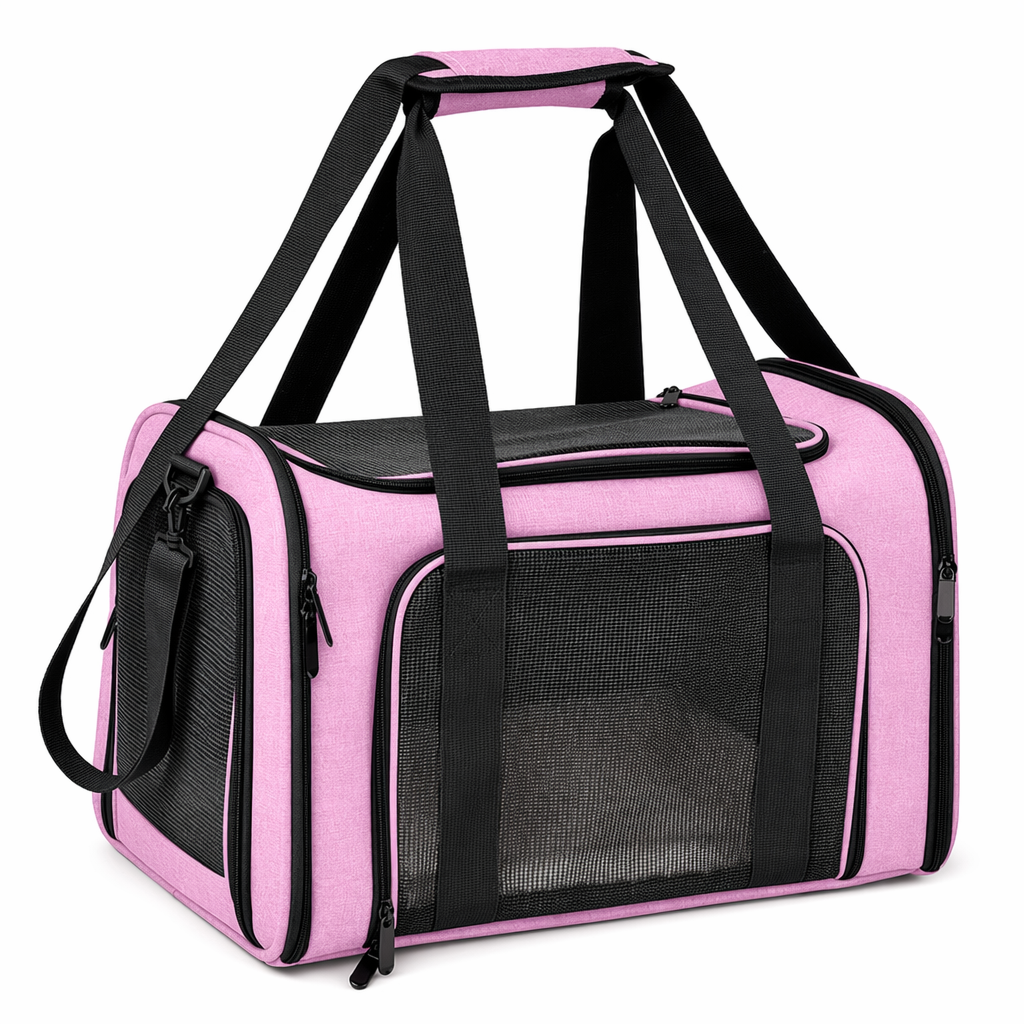 Shoulder Travel Bag for Comfortable Pet Transport Pink
