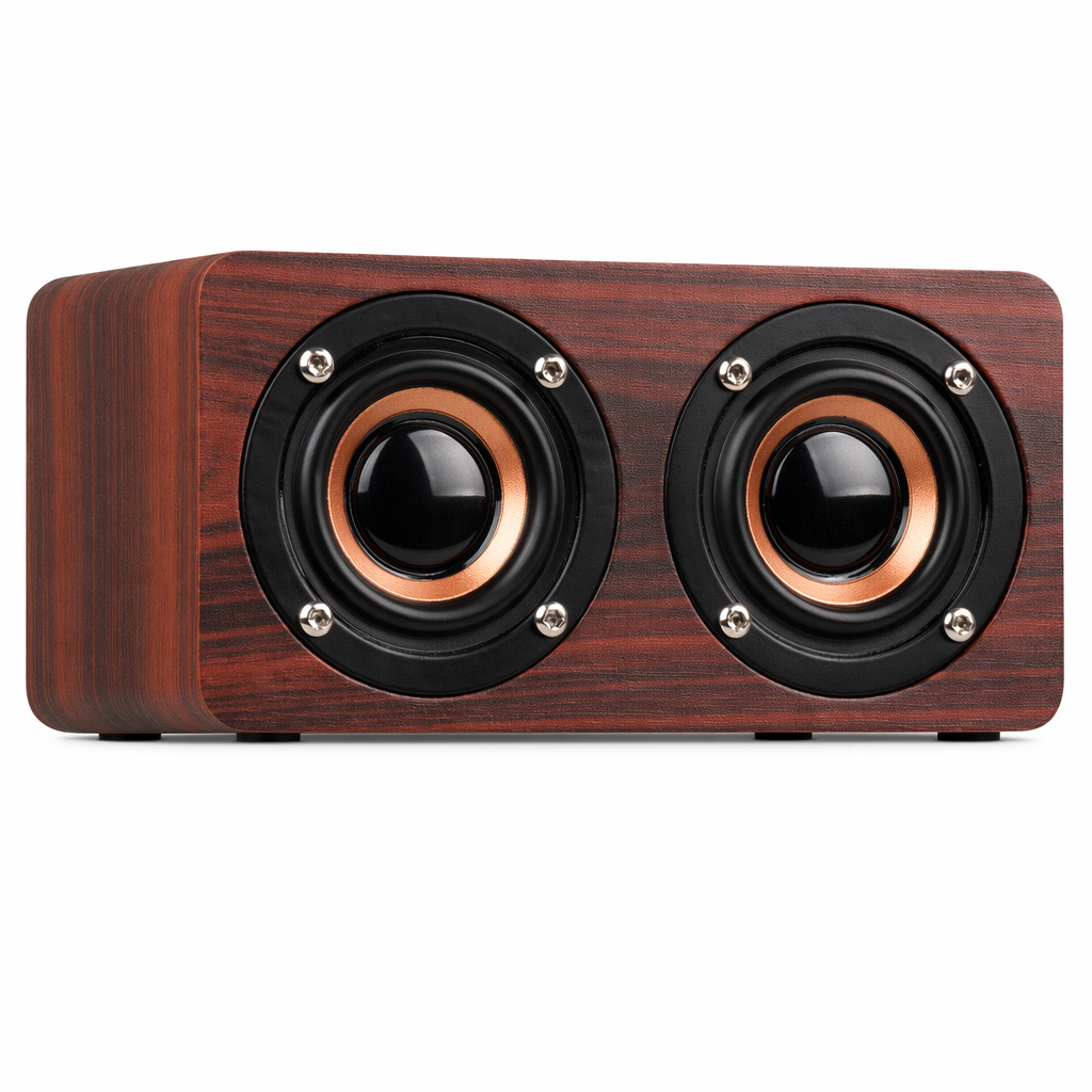 Wooden Retro Bluetooth Speaker with Vintage Design Burgundy