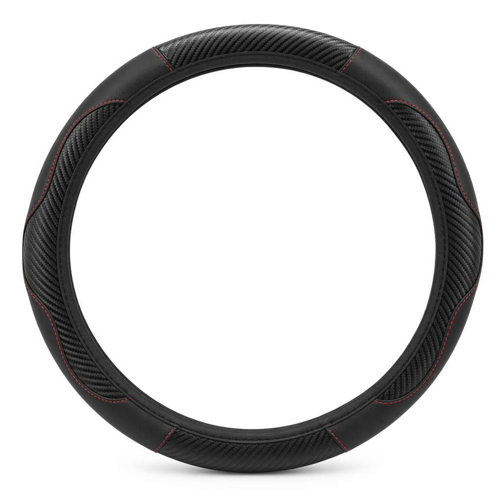 15" Faux Leather Steering Wheel Wrap Black