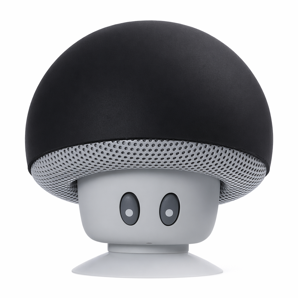 Suction Cup Mushroom Bluetooth Speakers with Wireless Portability and Integrated Microphone Black
