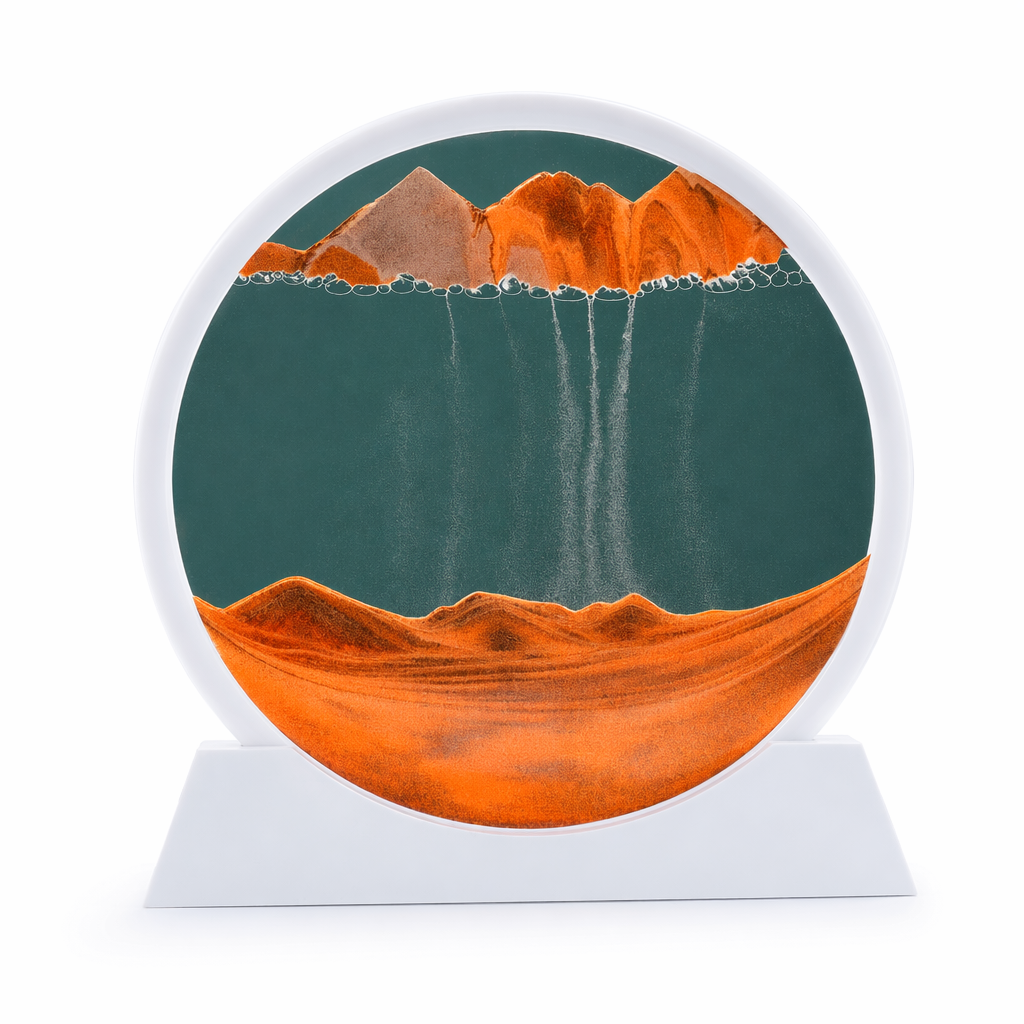 3D Sand Art from the Depths of the Sea White Base-Orange
