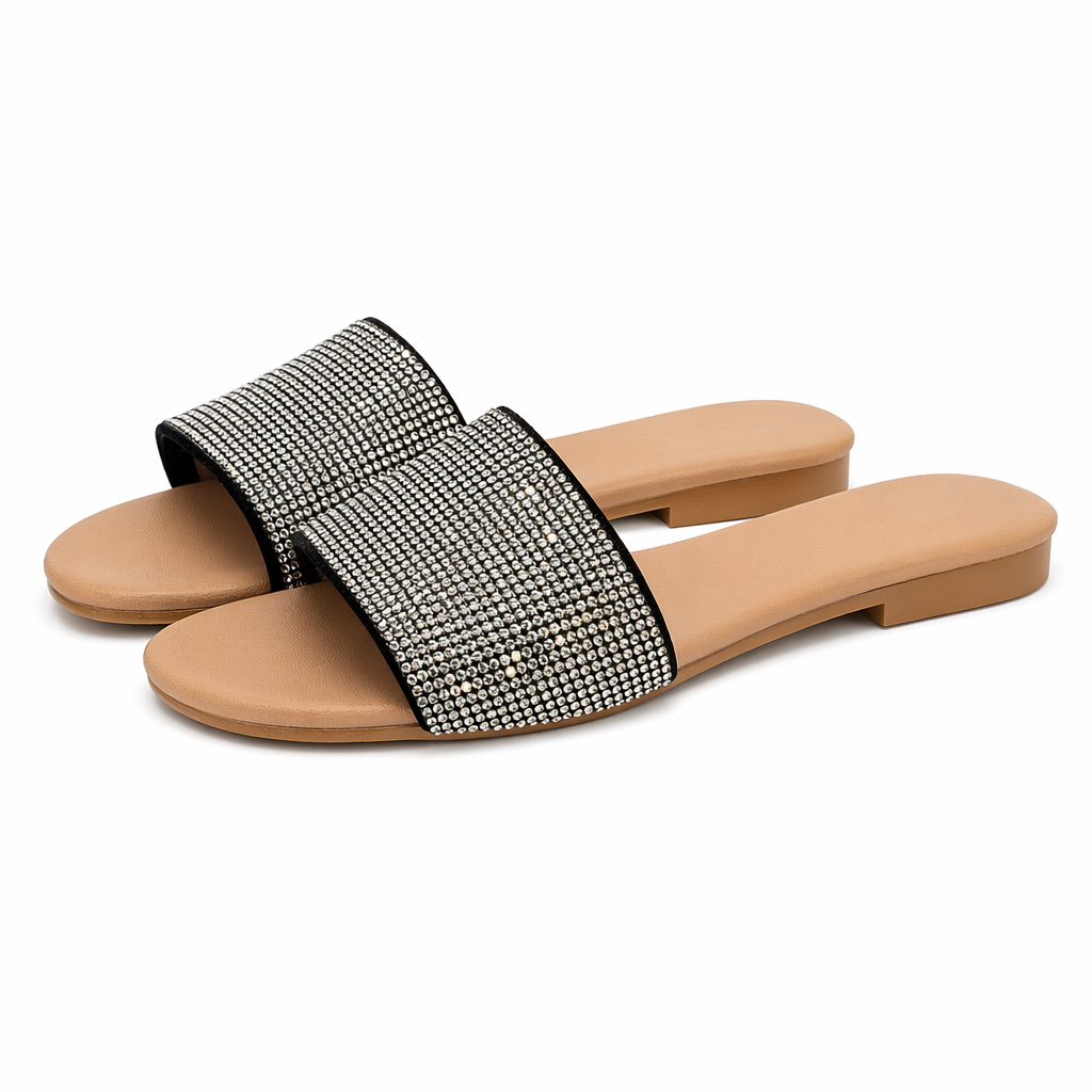 Rhinestone Slip-On Sandals for Women Silver