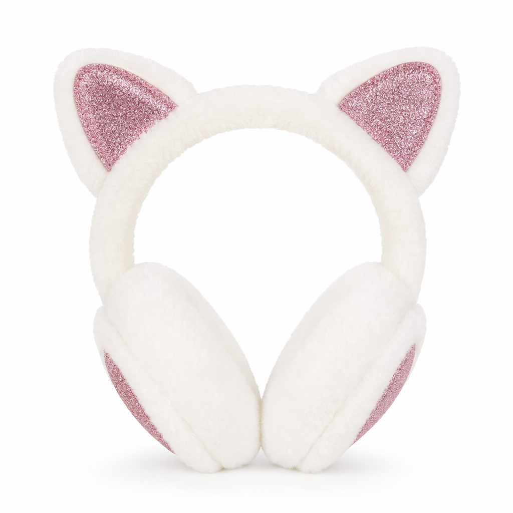 Cat Ear Earmuffs for Girls White