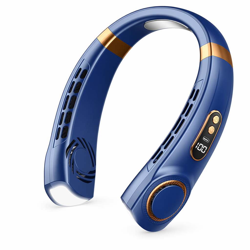 5-Speed LED Wearable Fan Blue
