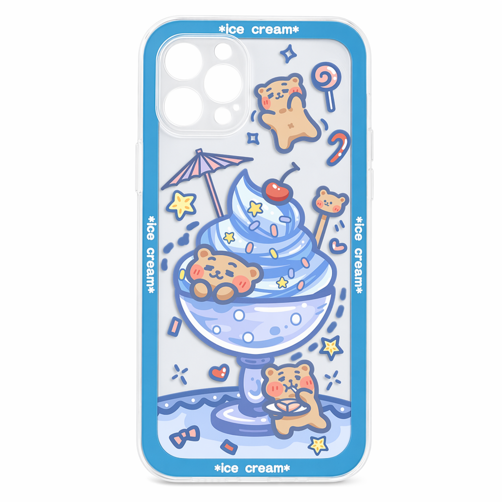 Transparent Cute Animal x Ice Cream Phone Case B