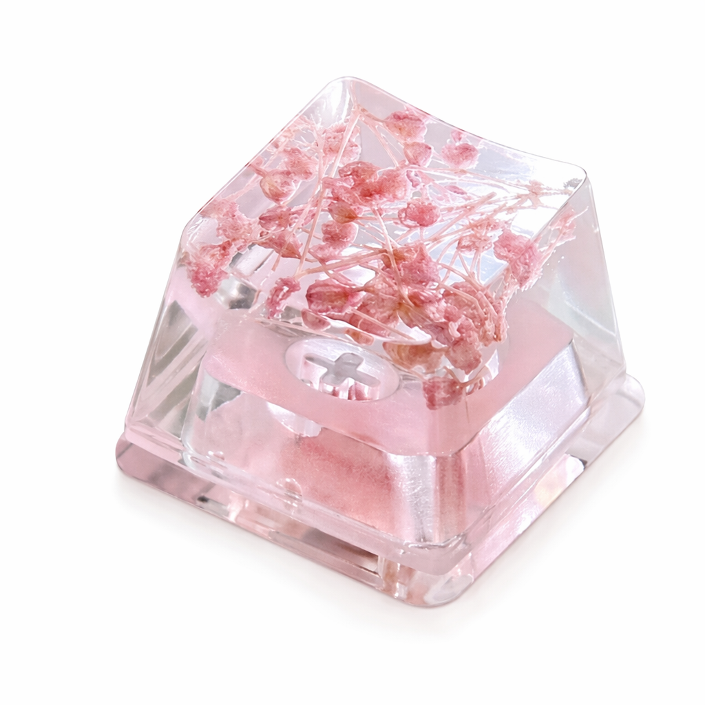Mechanical Keyboard Keycap with Floral Design Pink